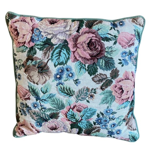 Vintage Other - Vintage Floral Tapestry Throw Pillow